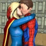 Super-Girl and Spider-Man Kissing