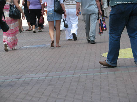 Barefoot girl walking barefoot in public