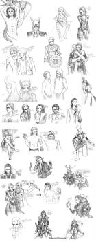 Avengers + Loki Sketchdump (Well, mostly Loki)