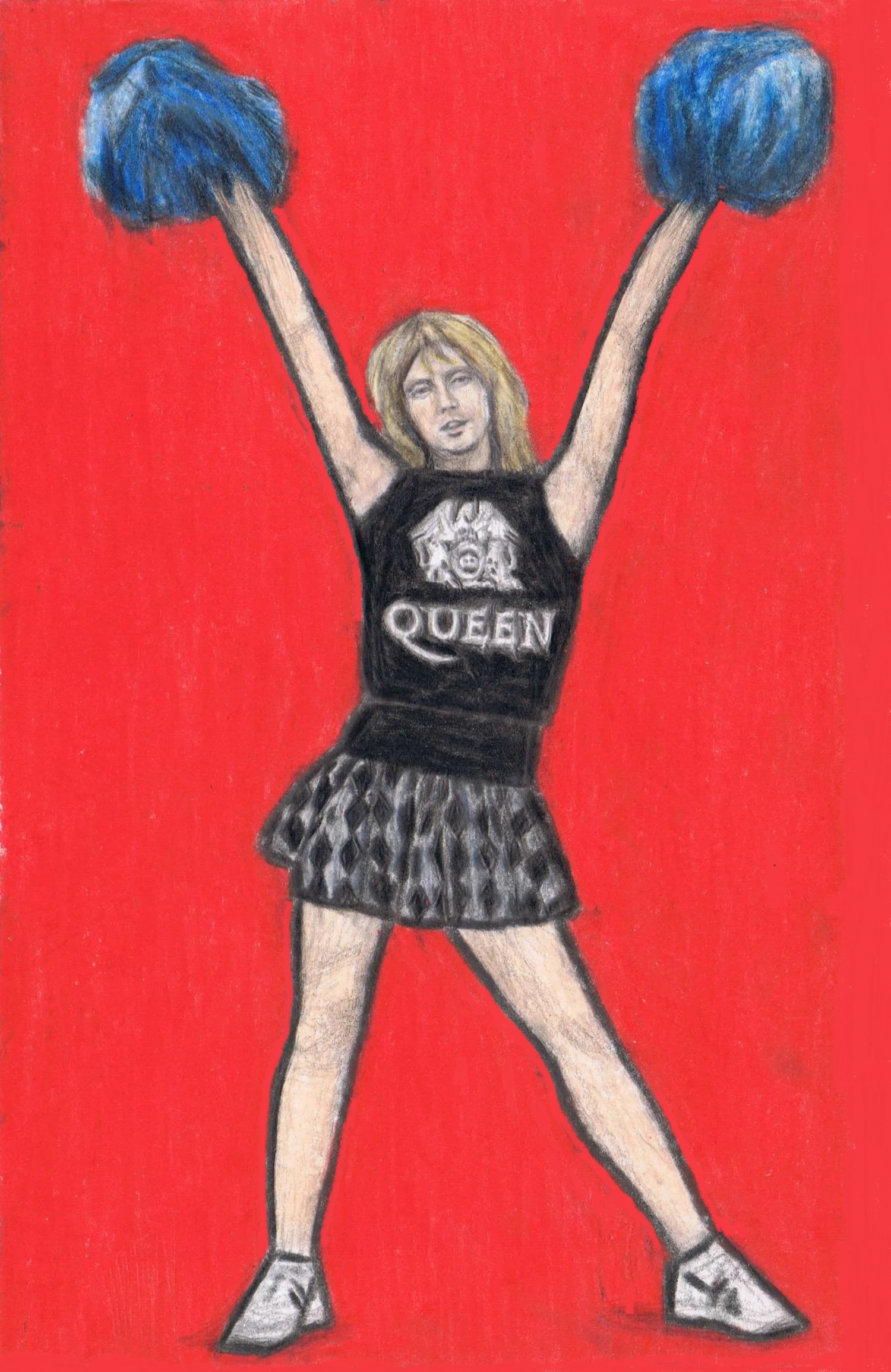 Roger Taylor as a cheerleader