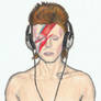 Aladdin Sane with headphones