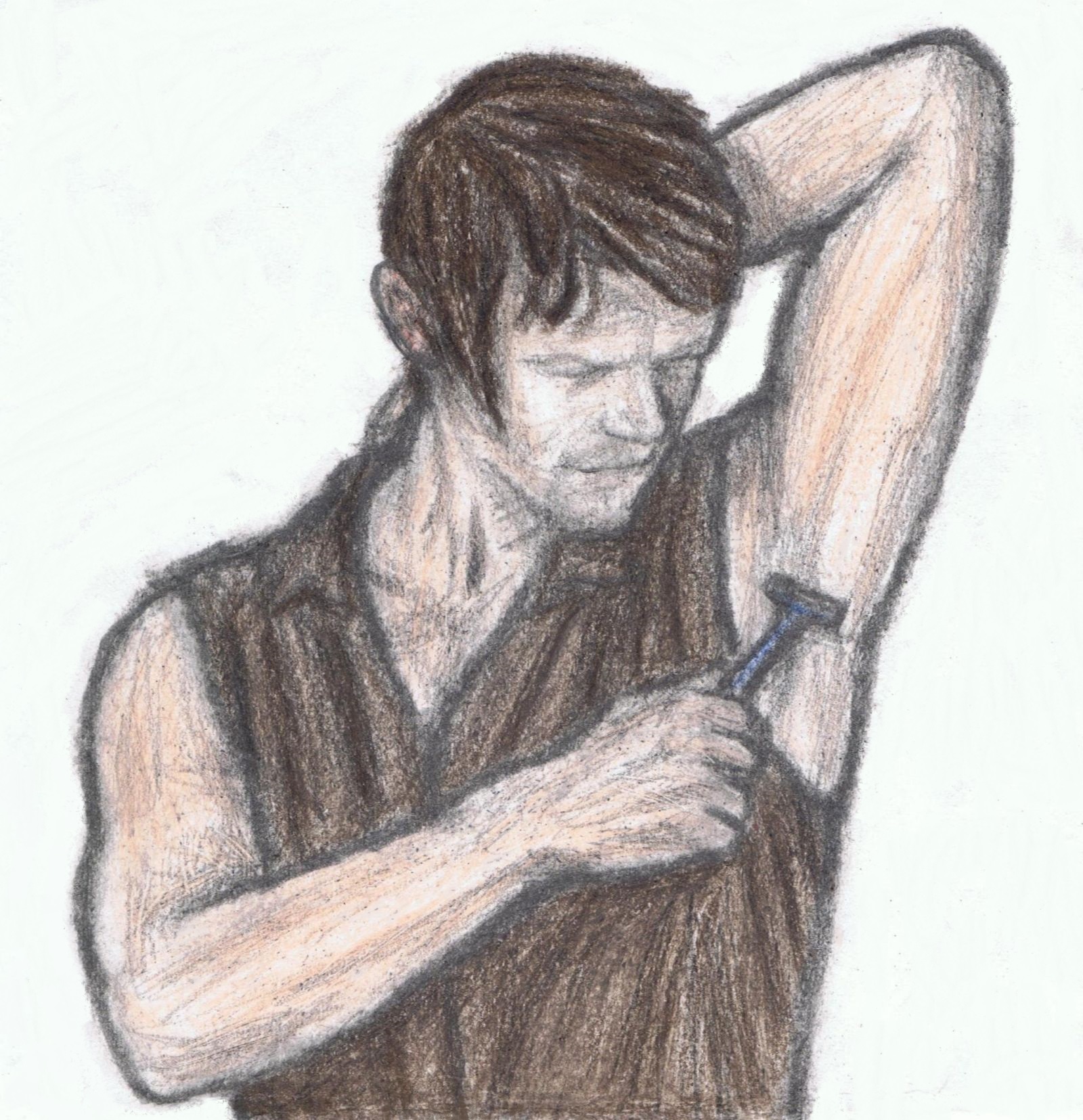 Daryl Dixon shaving his armpit