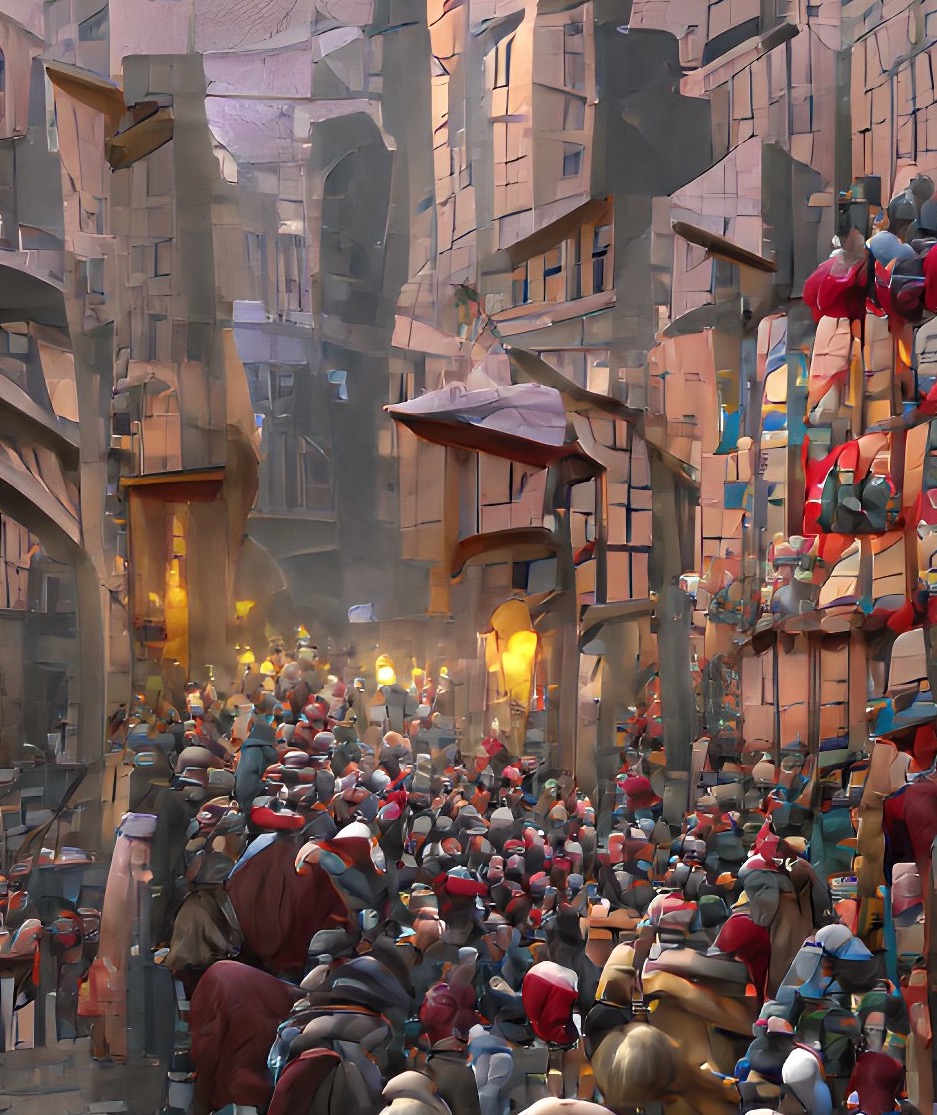Crowded Medieval street 2