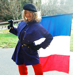 France costume With Giant Flag