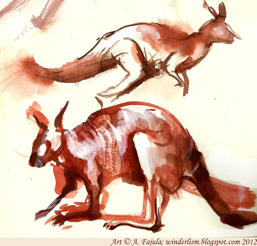 Kangaroos II by winderly on DeviantArt