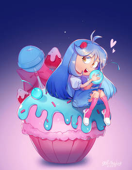 Girl and cupcake redraw!