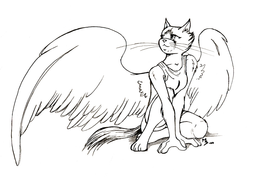 Cat female with Wings - Ink