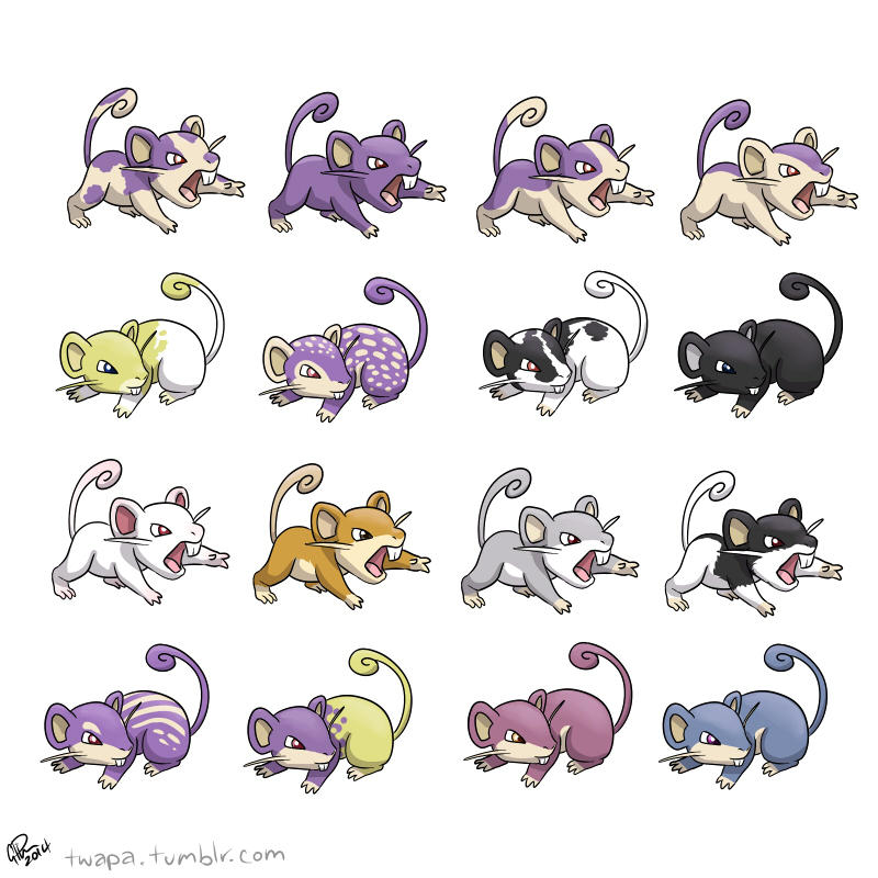 Rattata variants by twapa on DeviantArt