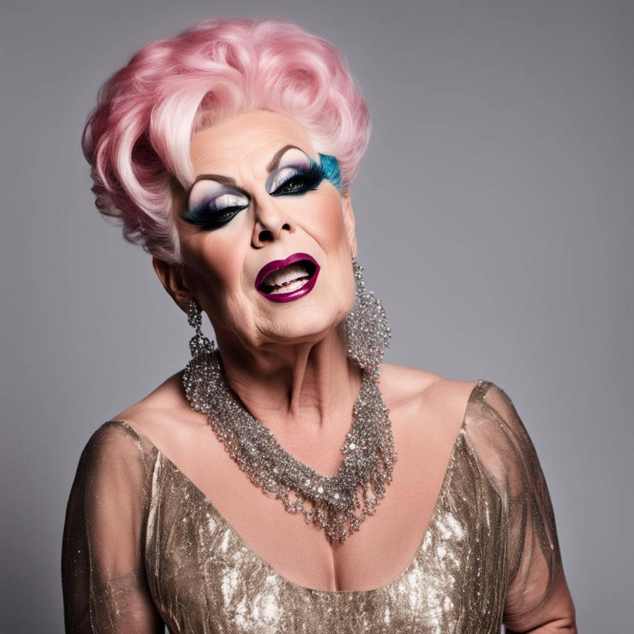 Drag Queen Computer Picture of an older Drag queen in low cut dress by Rogerlad on DeviantArt