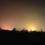 Airplanes in the fog with backlight 2