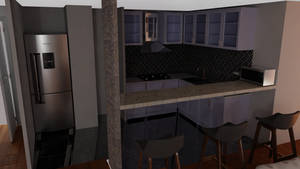 Kitchen photorealistic natural light trial render
