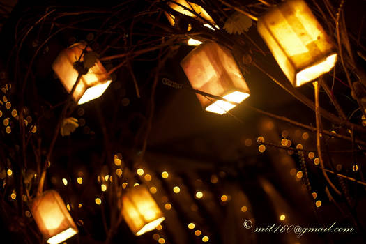 Sizzling night dazzling lanterns shimmering bokehs