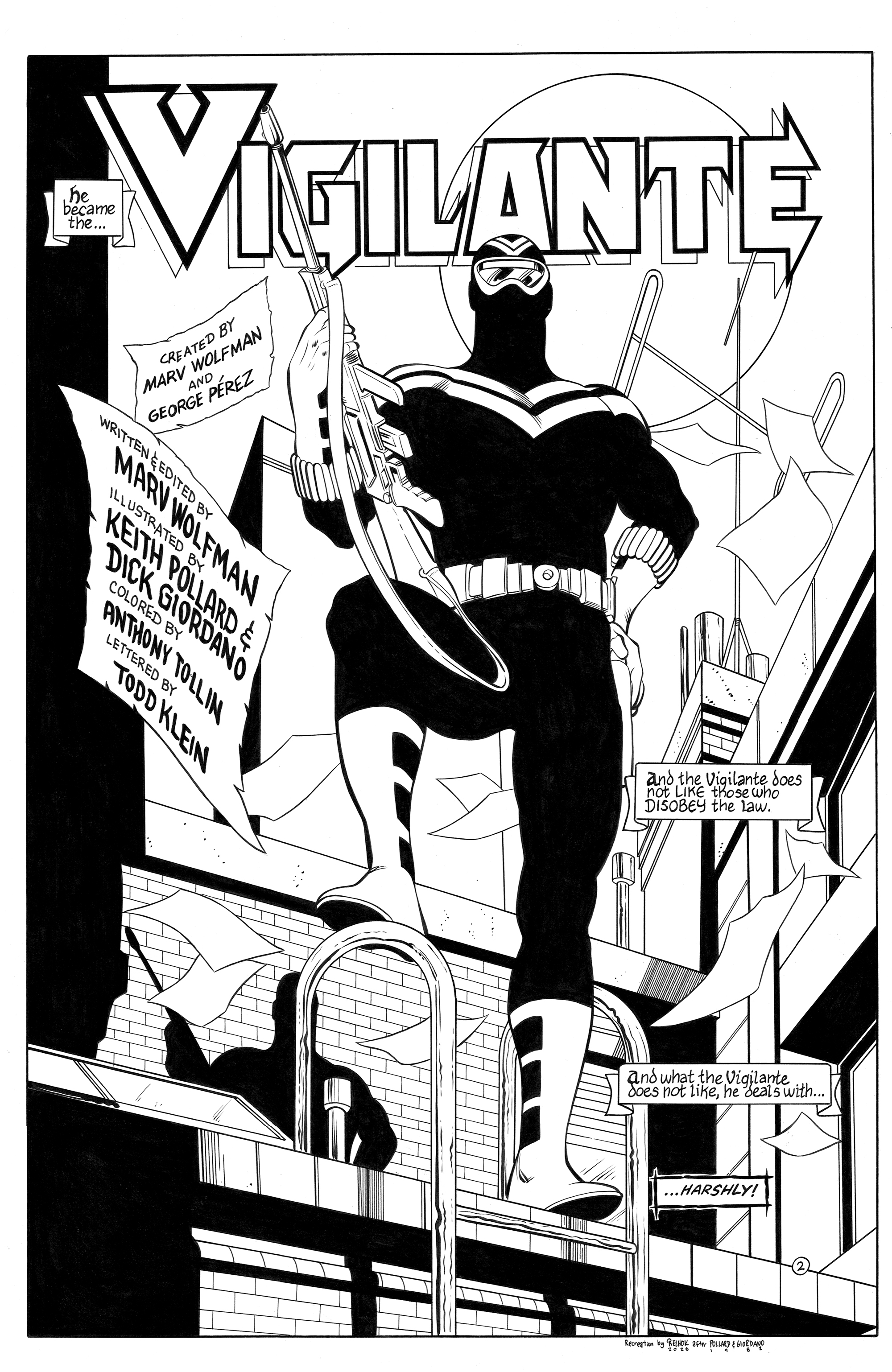 Vigilante #1 splash page recreation