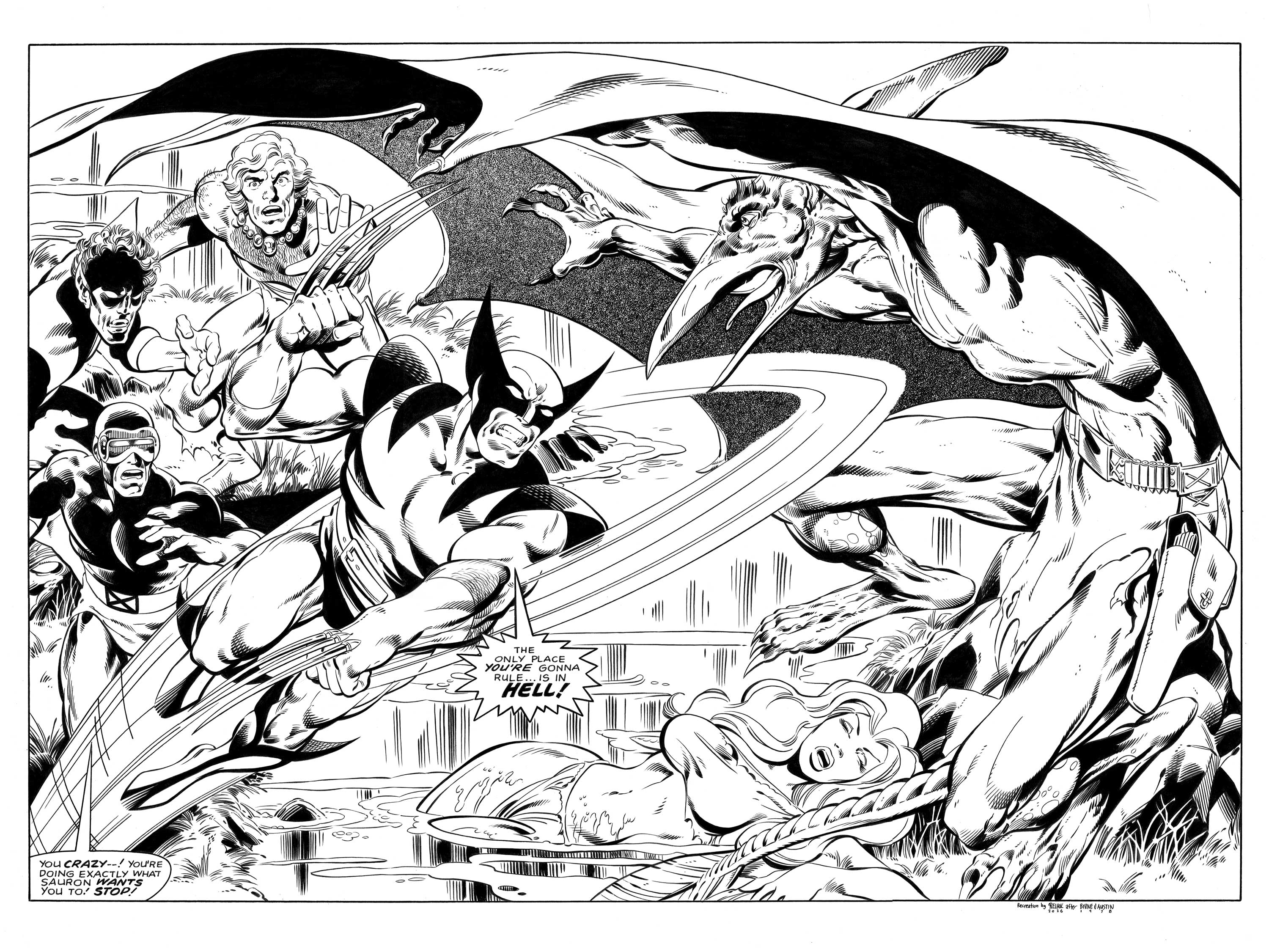 Uncanny X-Men #115 double page spread recreation