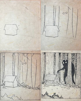 How to draw a Cabin With a Forest Spirit