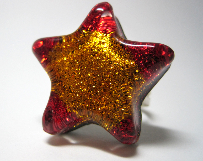 Red + Gold Star Ring