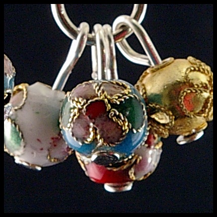 Four Bead Cloisonne Earrings