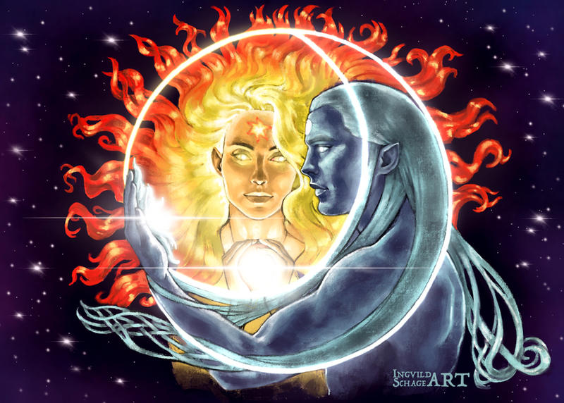 Arien and Tilion - Lovers in the Sky by IngvildSchageArt