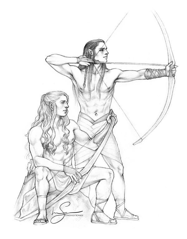 Maedhros and Fingon :: Archery Practice