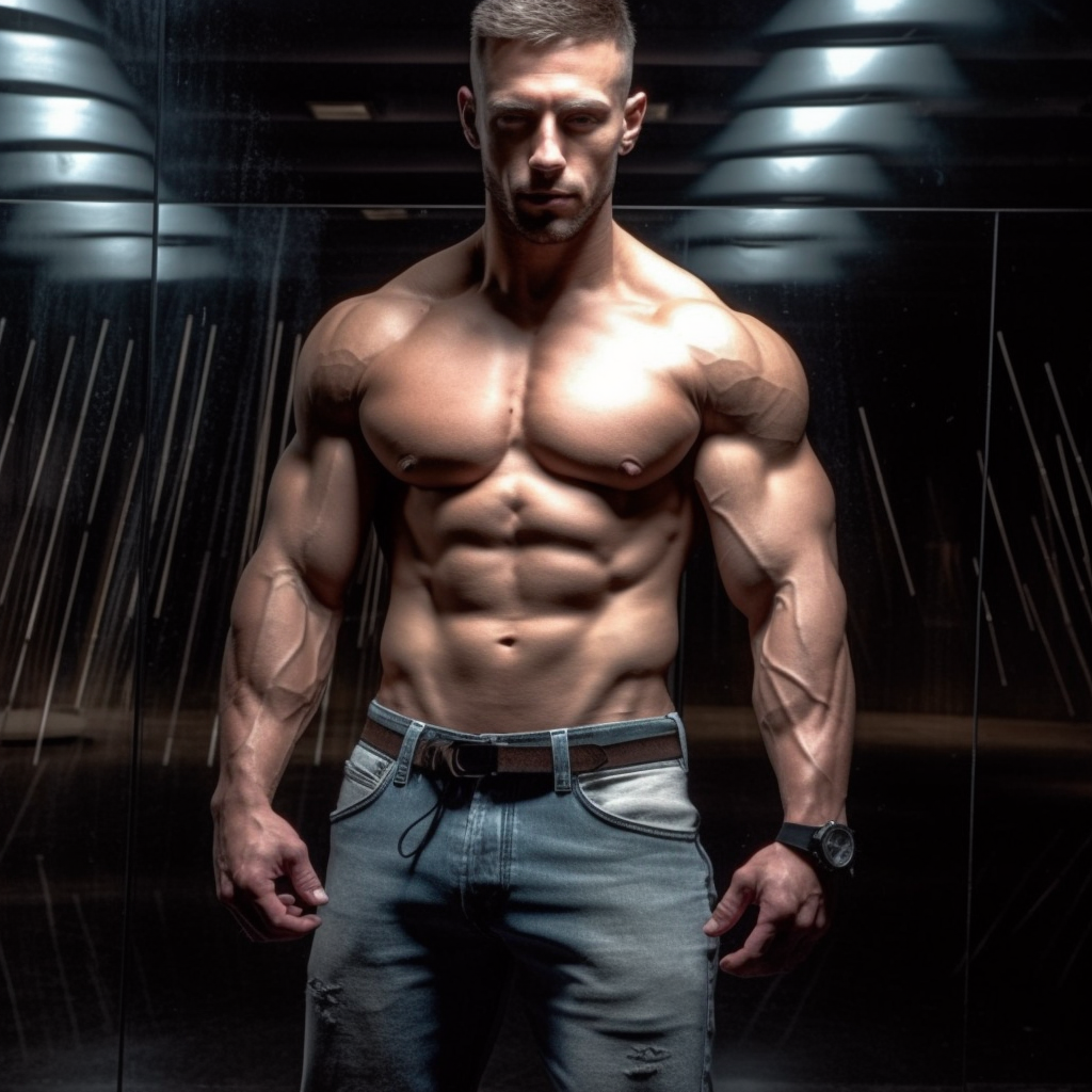 Male fitness model posing full body standing by MaleAIArt on DeviantArt