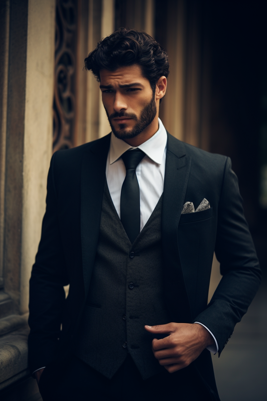 A Handsome Male Wearing A Suit For A Wedding by MaleAIArt on