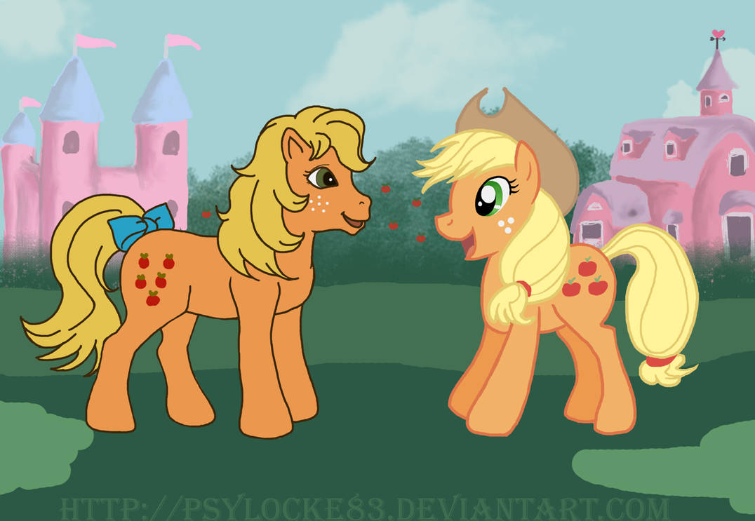 Applejack 1984 + 2010 by Psylocke83