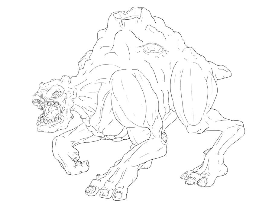 Volcano monster lineart by GJvandeput on DeviantArt