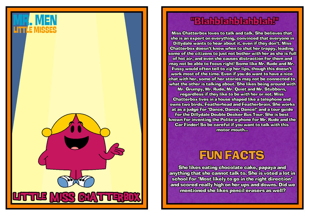 Mr. Men Show Bio Card - Miss Chatterbox by Percyfan94 on DeviantArt