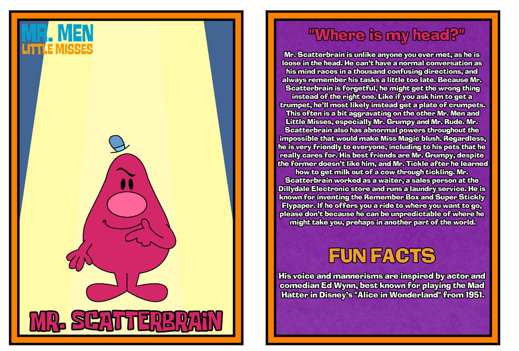Mr. Men Show Bio Card - Mr. Scatterbrain by Percyfan94 on DeviantArt