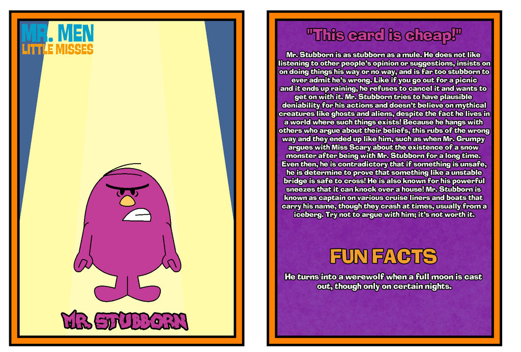 Mr. Men Show Bio Card - Mr. Stubborn by Percyfan94 on DeviantArt