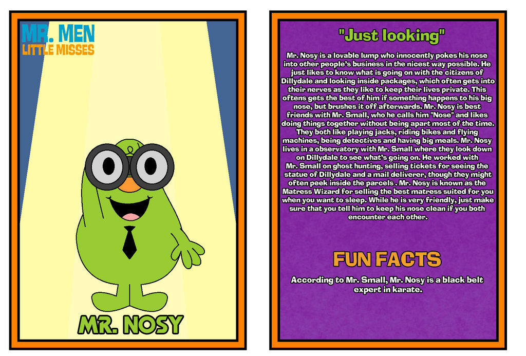 Mr. Men Show Bio Card - Mr. Nosy by Percyfan94 on DeviantArt