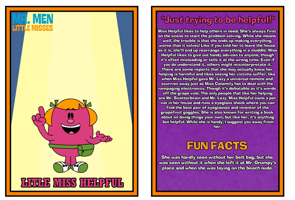 Mr. Men Show Bio Card - Miss Helpful by Percyfan94 on DeviantArt