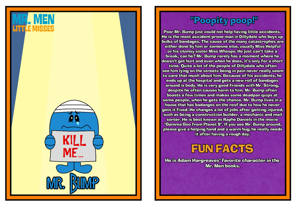 Mr. Men Show Bio Card - Mr. Bump by Percyfan94 on DeviantArt