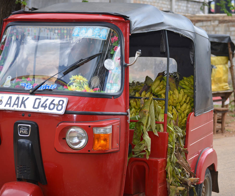 Green grocery tuk-tuk. by jennystokes