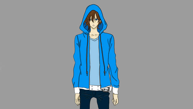 anime guy in blue hoodie