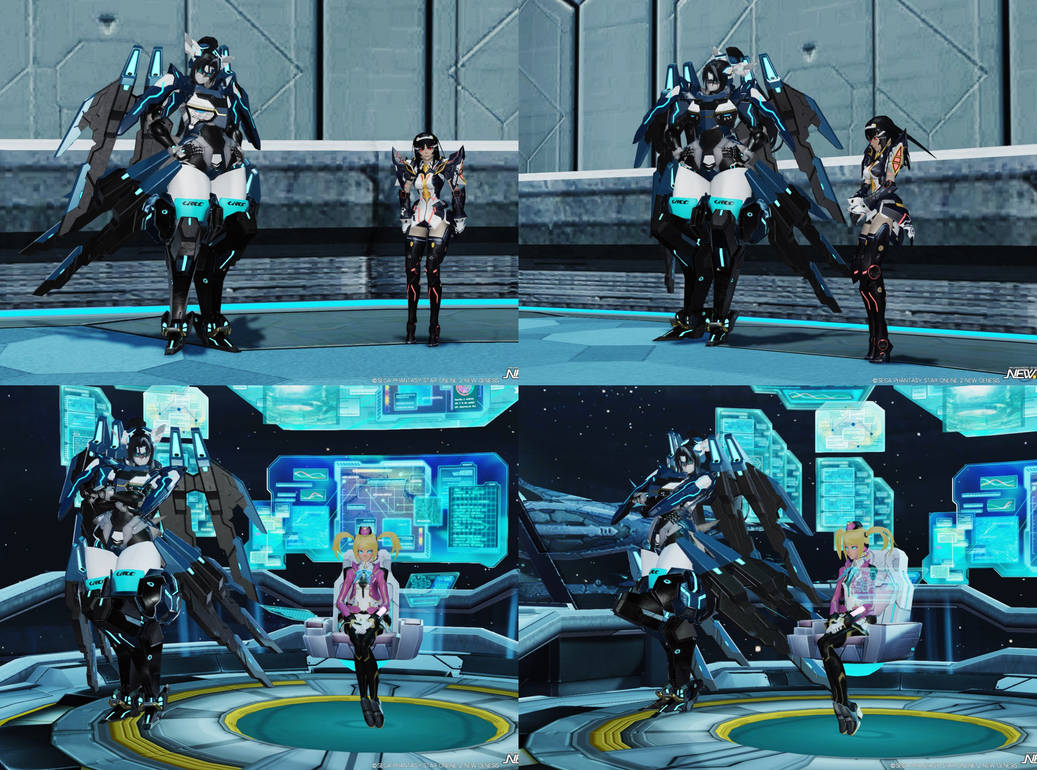 PSO2 NGS: Excella with Risa and Xiera by ZeroSenPie on DeviantArt