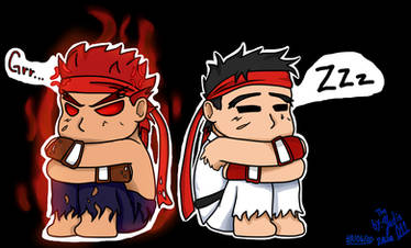 Evil Ryu and Ryu chibis