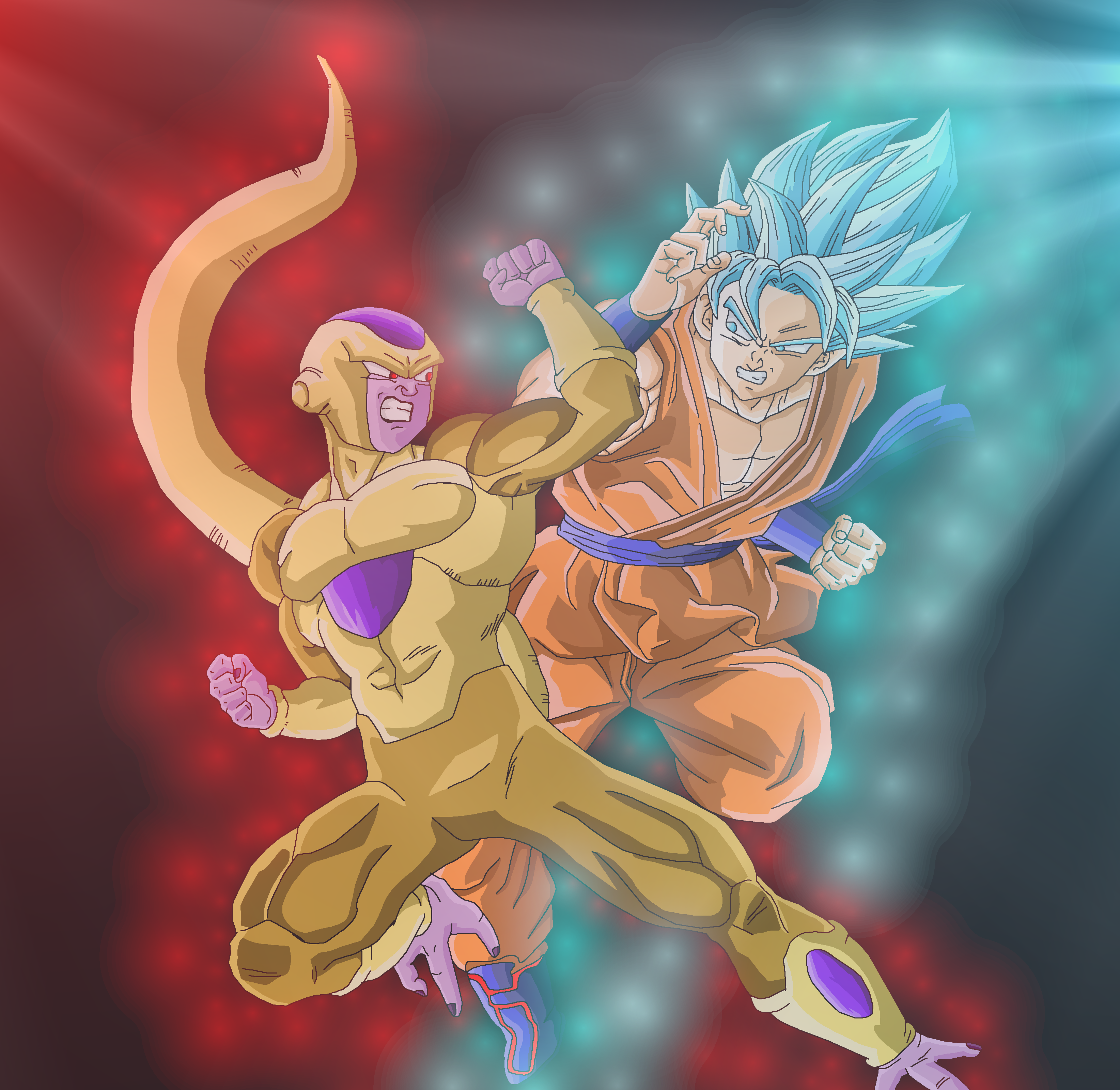 SSJ Blue Goku VS SSJ5 Goku by LordAries06 on DeviantArt