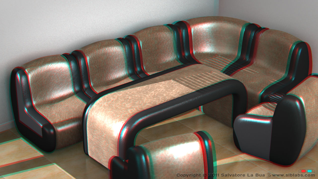 Leather Sofa Set I 3D Anaglyph by SLB81