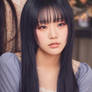 PhotoReal Korean girl slim nose long black hair wh