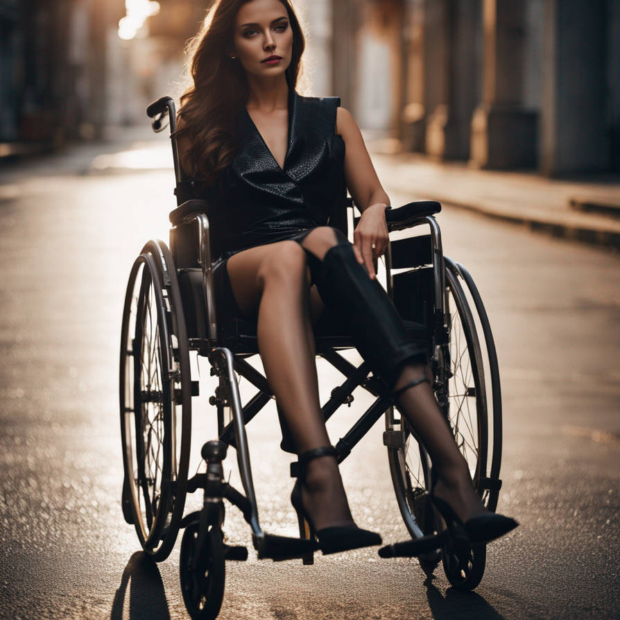 kinky woman Seat in old wheelchair she s wearing