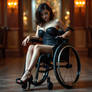 Kinky style paraplegic woman tied up in wheelchair