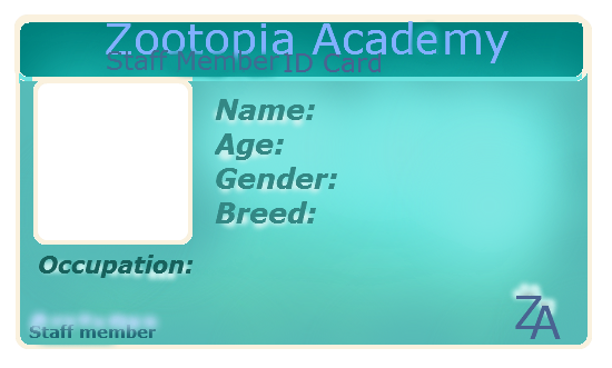 Zootopia Acadamy Staff member ID Base