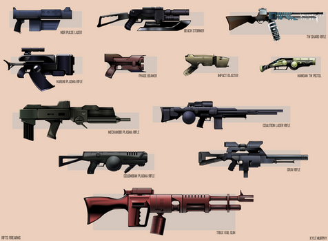 12 Rifts Firearms - Vector Illustration