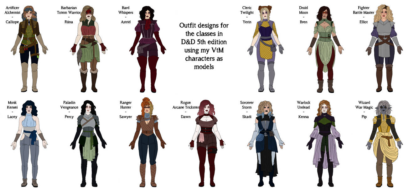 DnD Outfit designs. by Maxahlia on DeviantArt