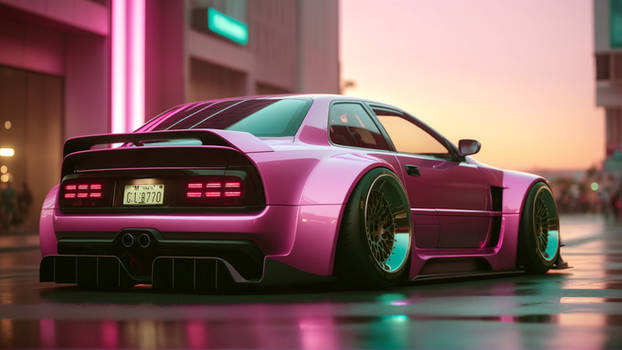 SDXL Pink widebody cyberpunk car