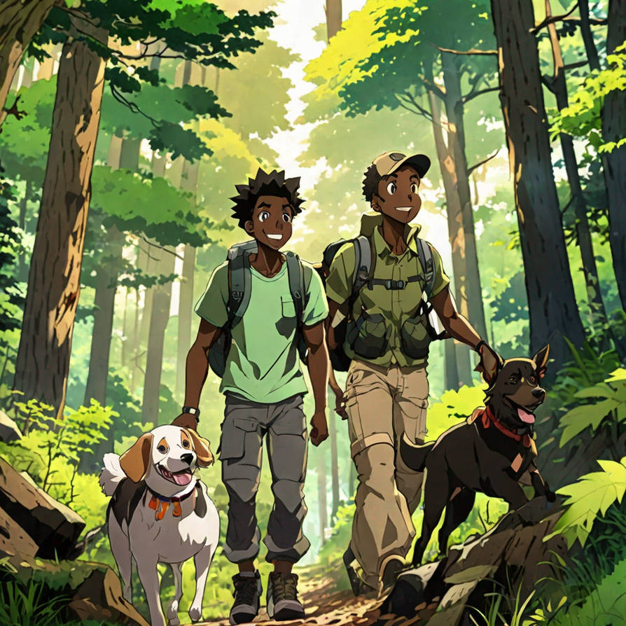 Awesome Black Guy Hiking In The Woods With A Happy