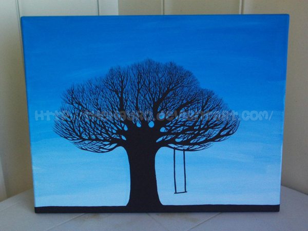 Blue Summer's Day Treescape Painting