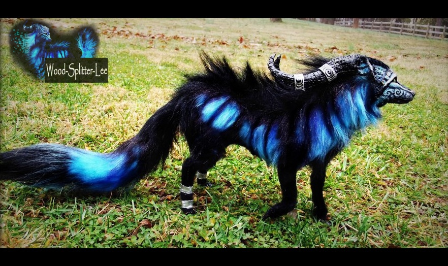 --SOLD--Posable Fantasy Moon Dust Wolf