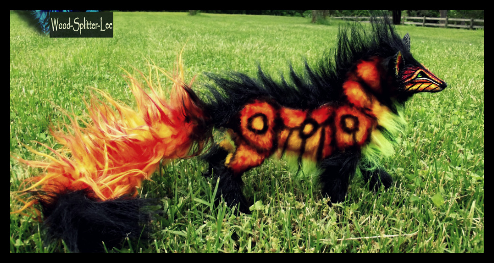 --SOLD--Fully Hand Made Poseable FIRE WOLF!